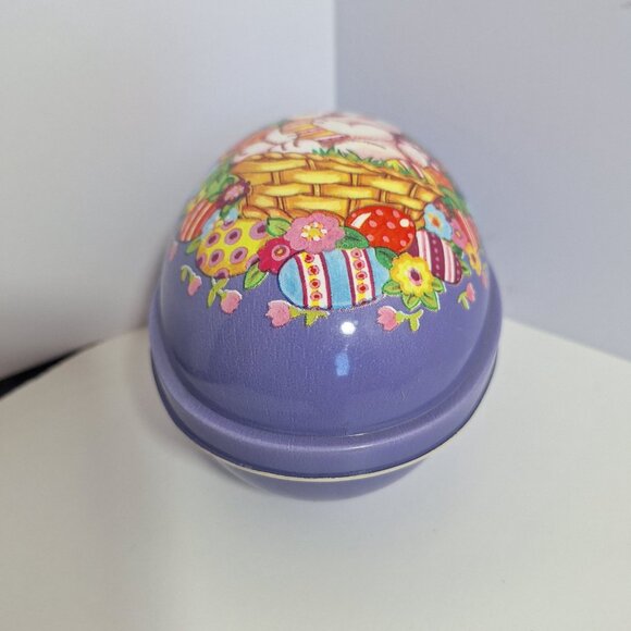 Easter Bunny Egg Basket Flowers Purple 5.5" Plastic Blow Mold Ullman Co - Picture 8 of 13